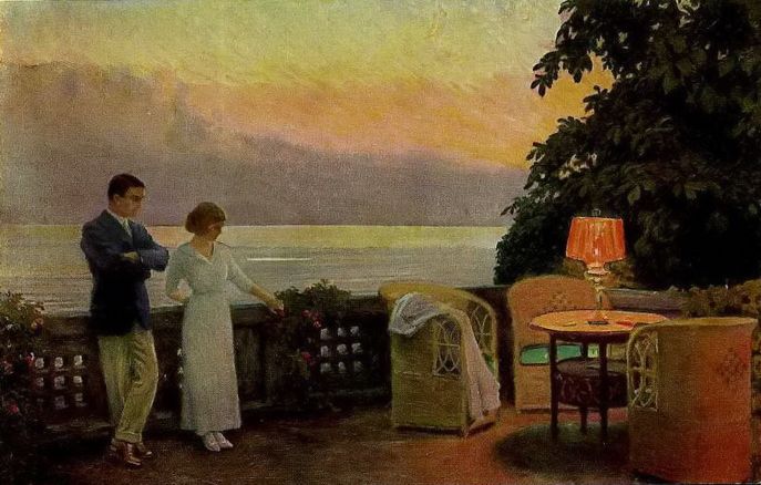Couple On A Terrace by Paul Gustave Fischer